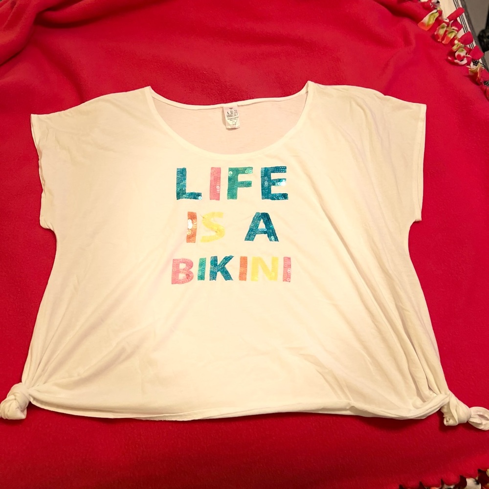 VS sequined “Life Is A Bikini” coverup/tshirt